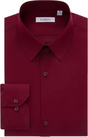 FAHIZO Men's Dress Shirt Regular Fit Soild Business Formal Long Sleeve Button Up Stretch Shirts