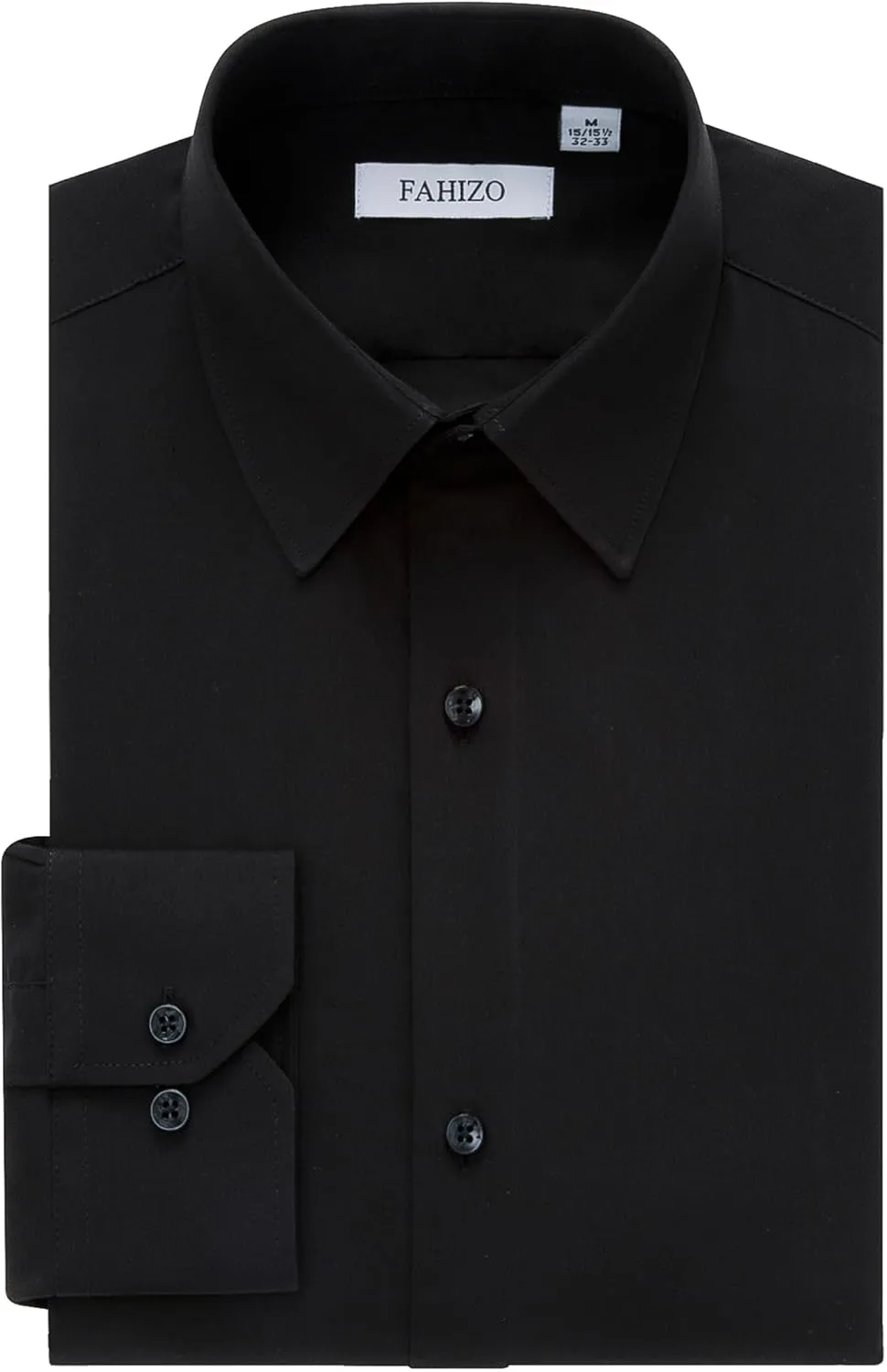 FAHIZO Men's Dress Shirt Regular Fit Soild Business Formal Long Sleeve Button Up Stretch Shirts