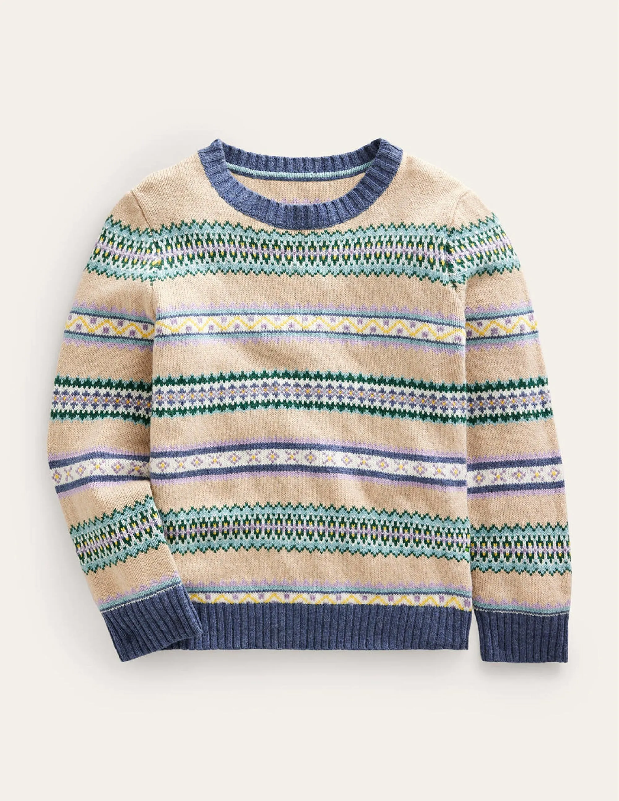 Fair Isle Stripe Crew Jumper-Soft Multi Stripe