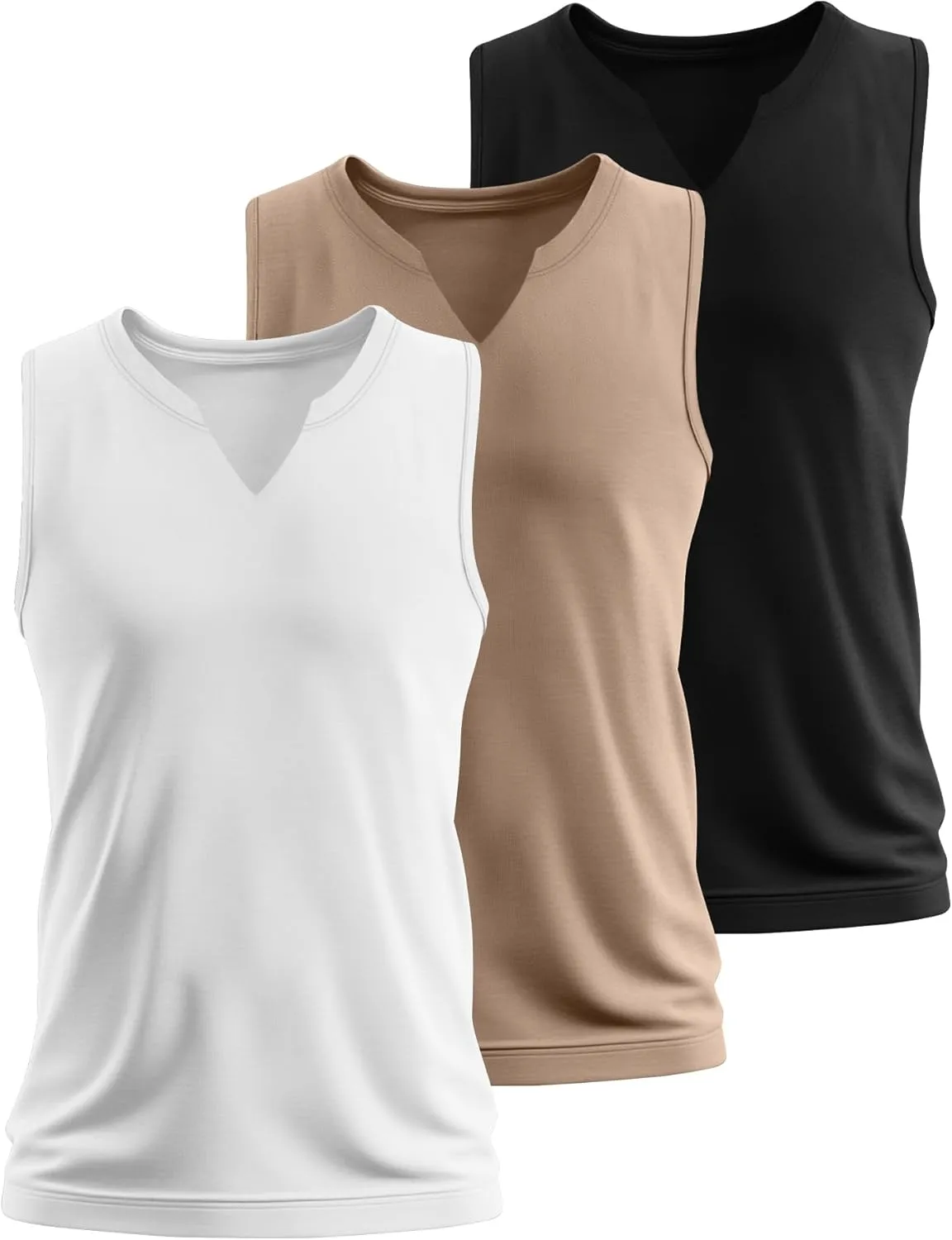 Ficerd 3 Pack Men's Big and Tall Muscle Tank Tops Cotton V Neck Sleeveless Shirts Plus Size Summer Casual Lightweight Tees
