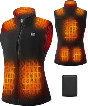 Fleece Heated Vest Jackets for Women with 18400mAh Power Bank3S Rapid Heating Vest with Light-Off Design