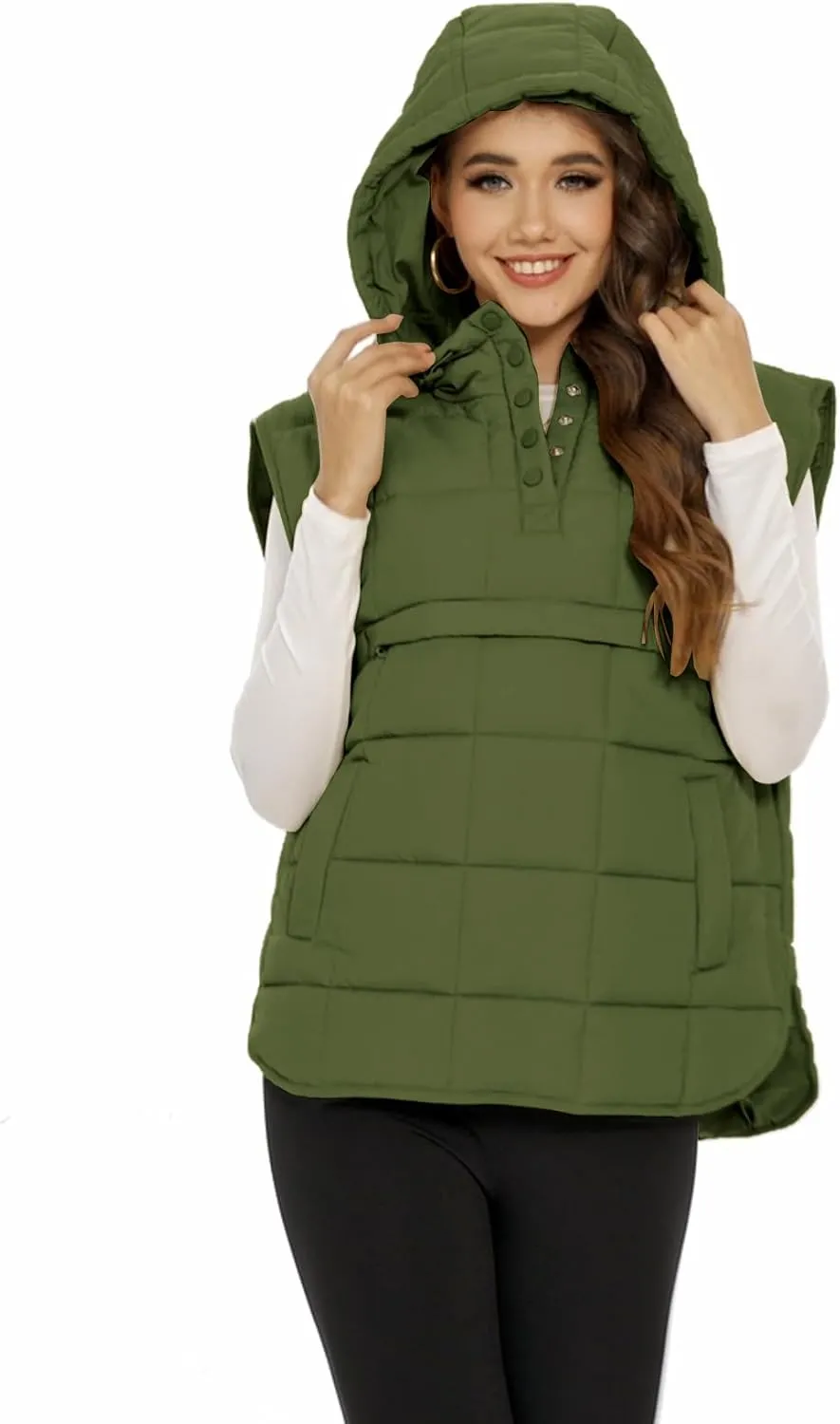Flygo Women Quilted Pullover Puffer Vest Jacket Oversized Lightweight Sleeveless Down Vests Outerwear