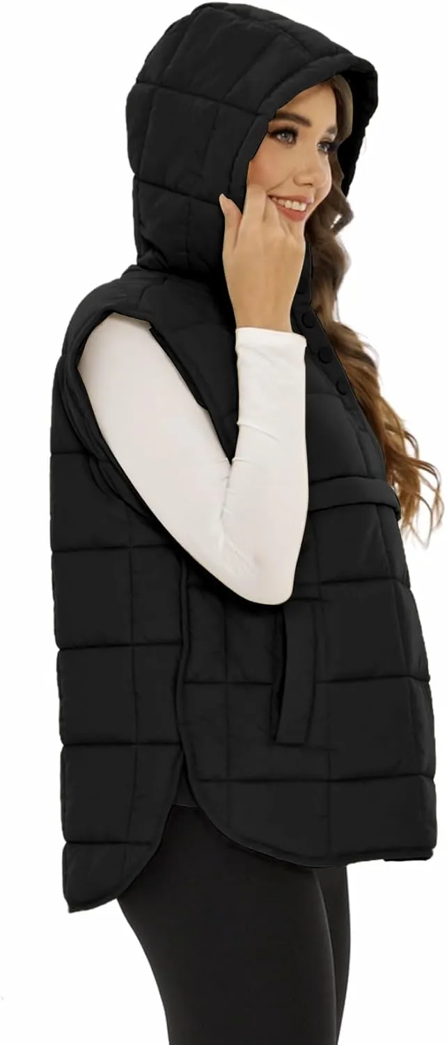 Flygo Women Quilted Pullover Puffer Vest Jacket Oversized Lightweight Sleeveless Down Vests Outerwear