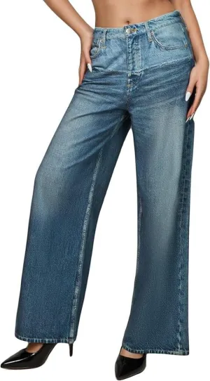 French Terry Sweatpant Jeans Denim Sweat Pants Look Like Jeans Baggy Wide Leg Stretch Pants Jeggings for Women Trendy
