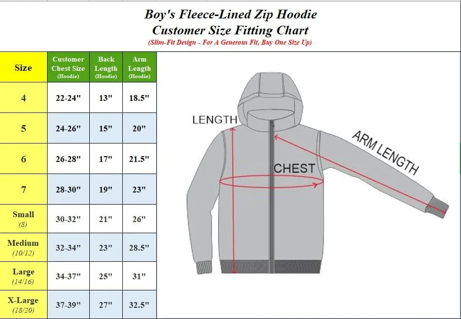 Galaxy By Harvic Boy's Fleece-Lined Zip Hoodie (S-XL)