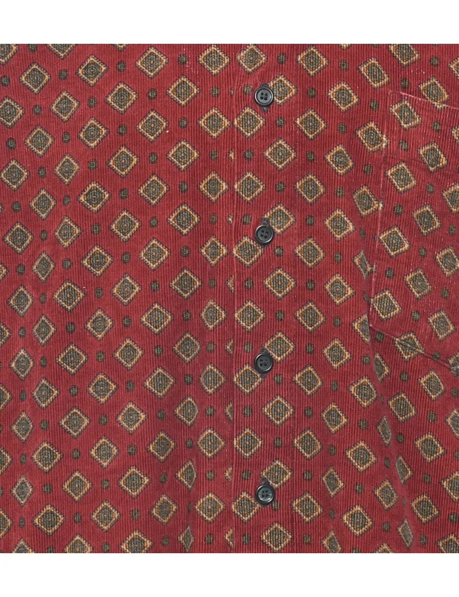 Geometric Pattern Corduroy Shirt - L