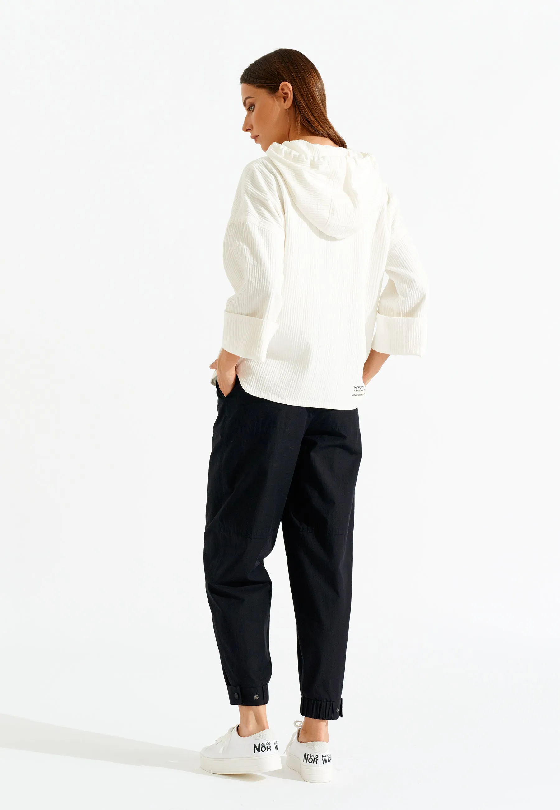 Half -Zip Front Kangaroo Pocket Cotton Hoodie