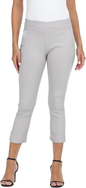 HDE Pull On Capri Pants for Women with Pockets Elastic Waist Cropped Work Pants