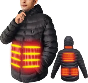 Heated Jacket,Down Heated Jackets For Men Women,Winter Jackets,Fashion Heated Coat Womens Heated Hoodie,6 Heating Zone Mens, Heated Clothing For Women Black (No Battery Inclued)