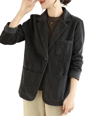 IDEALSANXUN Corduroy Blazer Women 2024 Fall Winter Suit Button Down Jackets Casual Shackets Business Coats