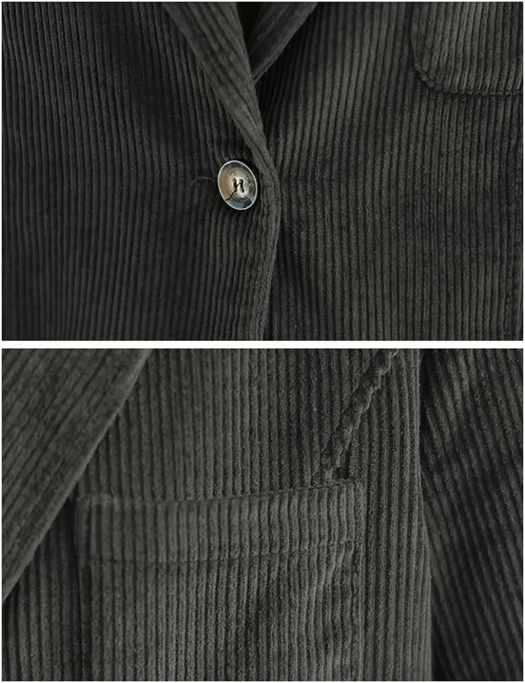 IDEALSANXUN Corduroy Blazer Women 2024 Fall Winter Suit Button Down Jackets Casual Shackets Business Coats
