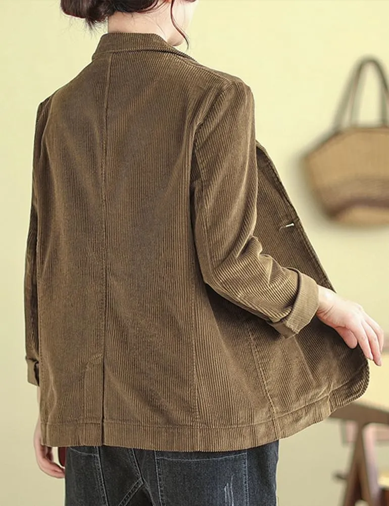 IDEALSANXUN Corduroy Blazer Women 2024 Fall Winter Suit Button Down Jackets Casual Shackets Business Coats