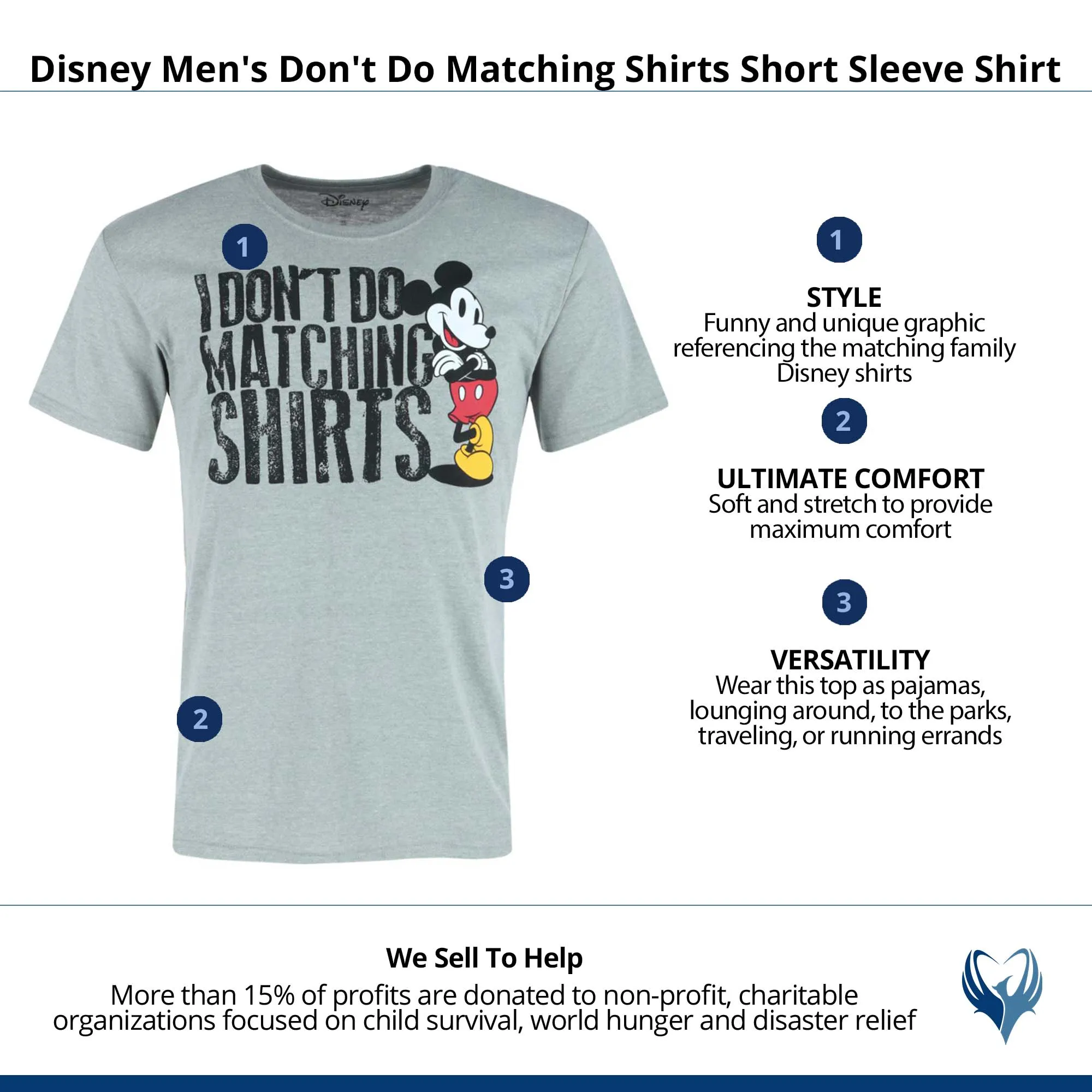Jerry Leigh Men's Disney Don't Do Matching Shirts Short Sleeve T-Shirt