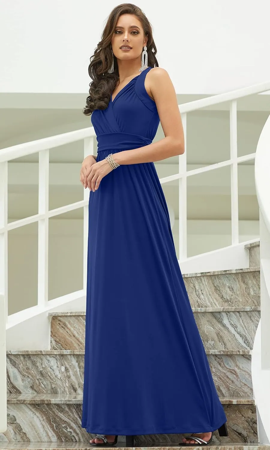 KOH KOH Womens Long Sleeveless Flowy Bridesmaid Cocktail Evening Gown Maxi Dress