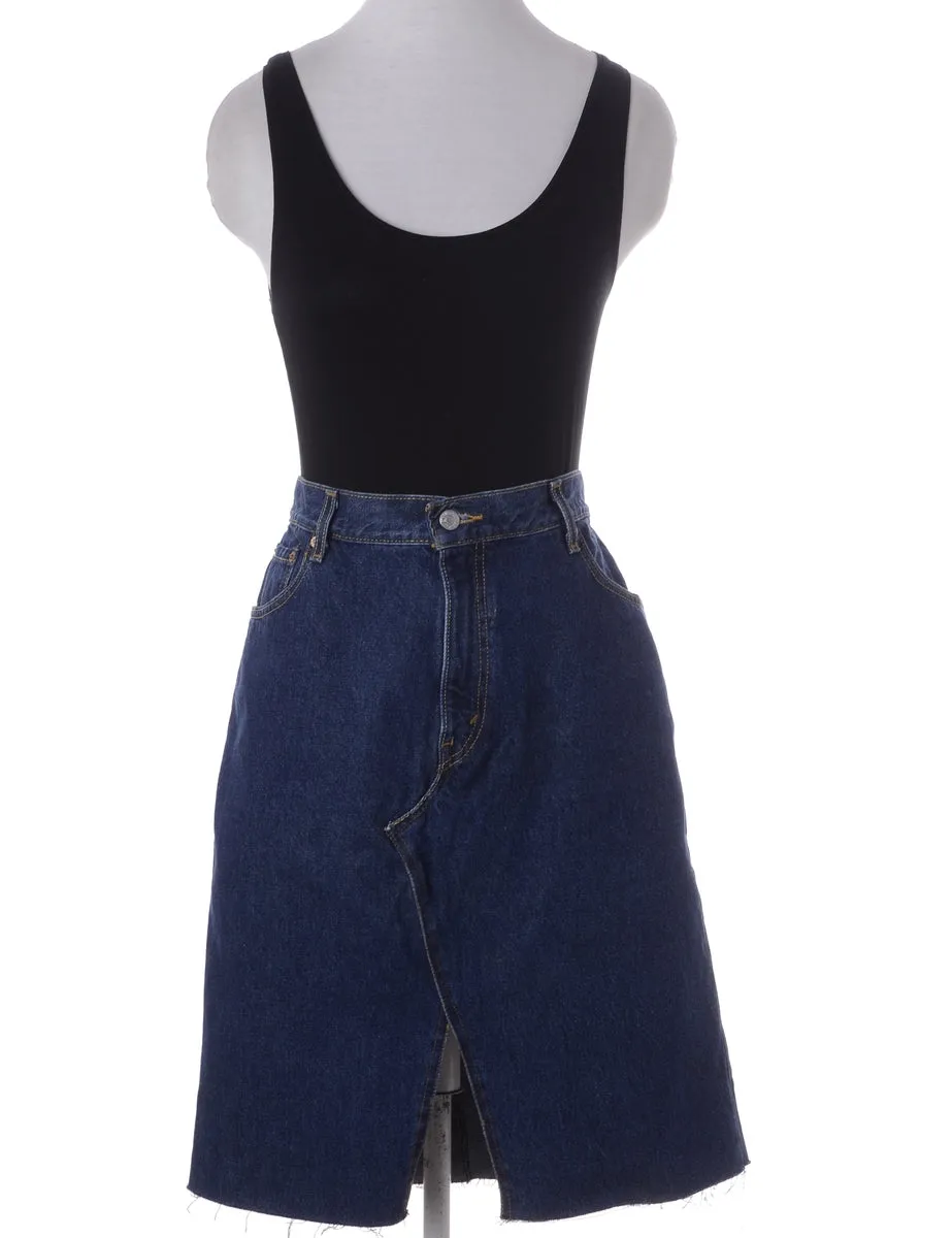Label Freya Denim Frayed Jean Midi Skirt