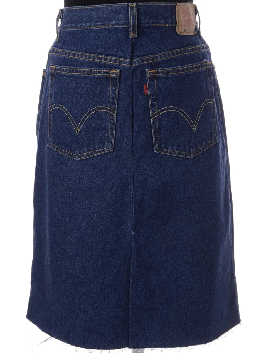 Label Freya Denim Frayed Jean Midi Skirt