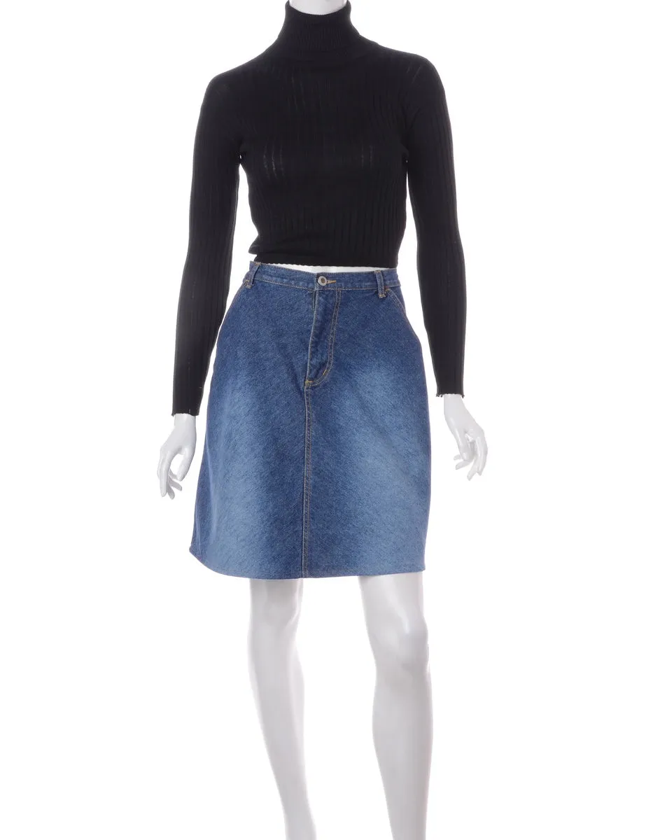 Label Short Medium Wash Denim Skirt