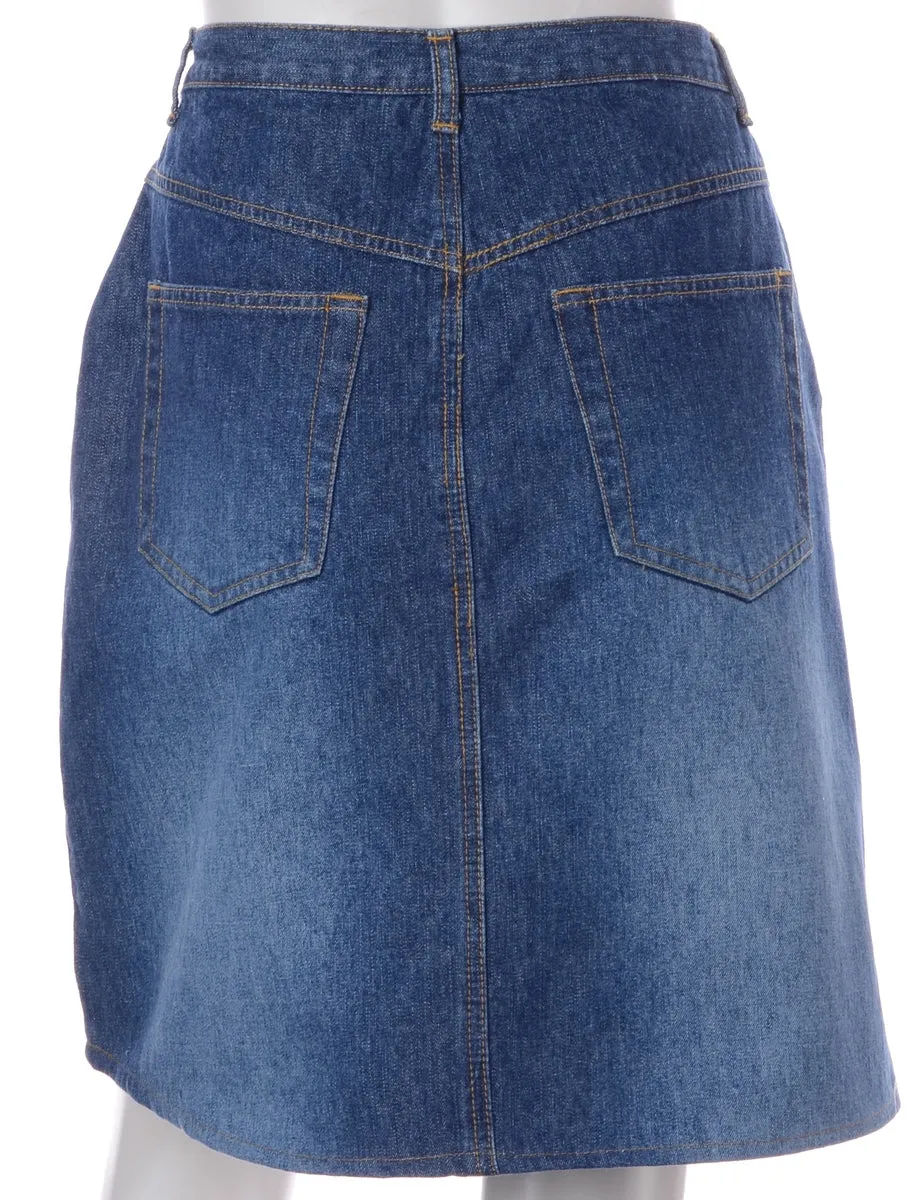 Label Short Medium Wash Denim Skirt