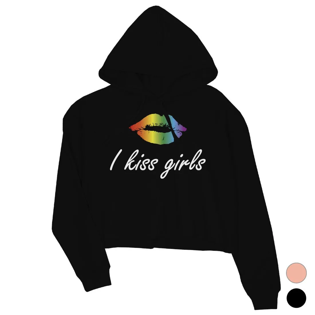 LGBT Kiss Girls Rainbow Lips Crop Hoodie