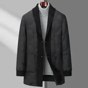 Light Luxury Men's Mid-length Down Jacket Dad Wear Winter jacket