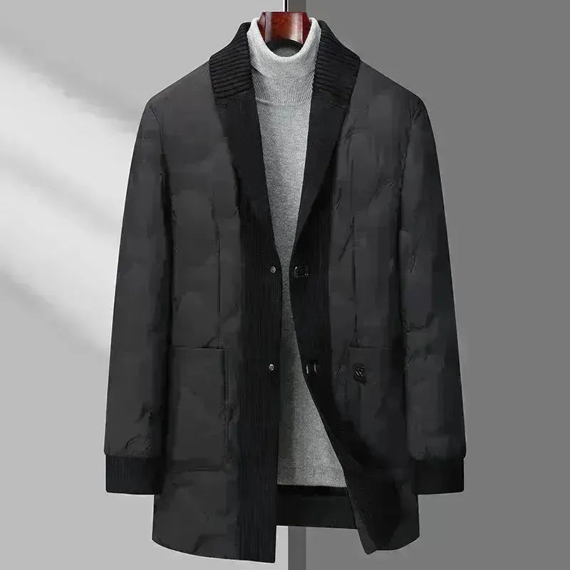 Light Luxury Men's Mid-length Down Jacket Dad Wear Winter jacket