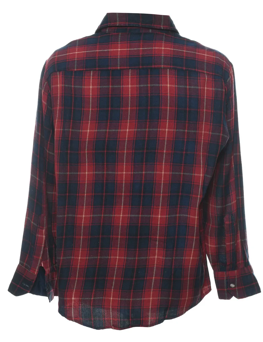 Long Sleeved Navy & Red Classic Checked Shirt - M