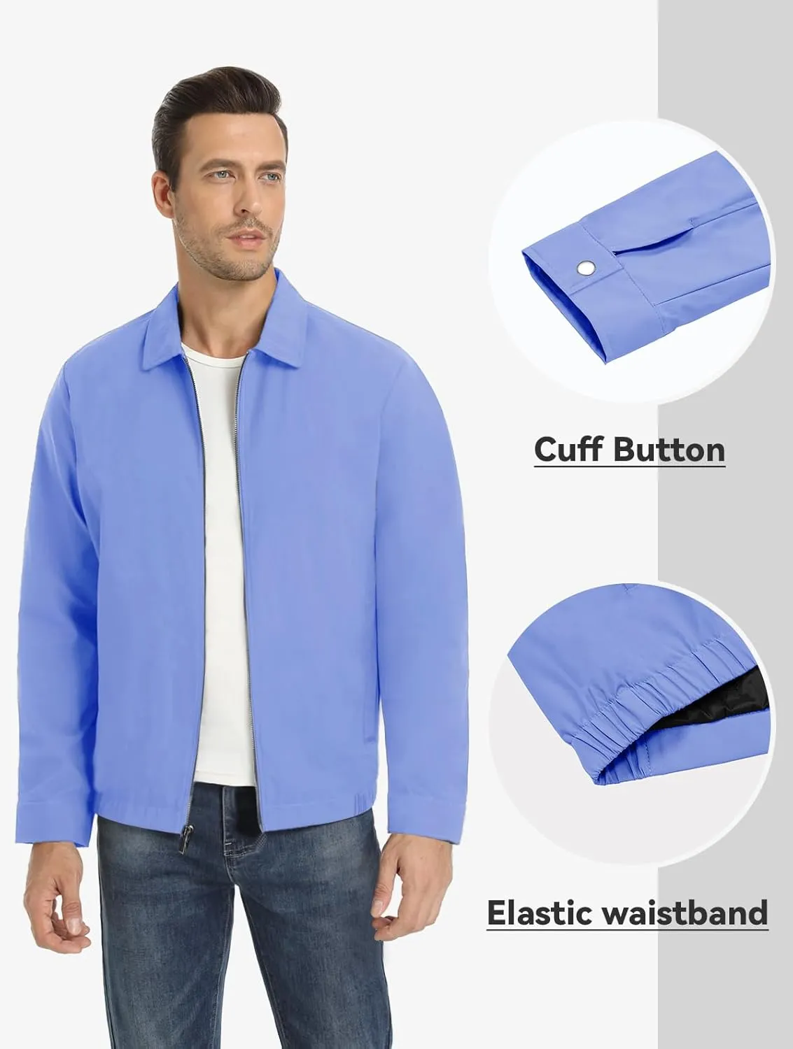 MAGNIVIT Men's Lightweight Jackets Light Windbreaker Full Zip Up Stylish Golf Coat Business Work Casual Dress