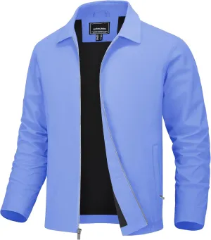 MAGNIVIT Men's Lightweight Jackets Light Windbreaker Full Zip Up Stylish Golf Coat Business Work Casual Dress