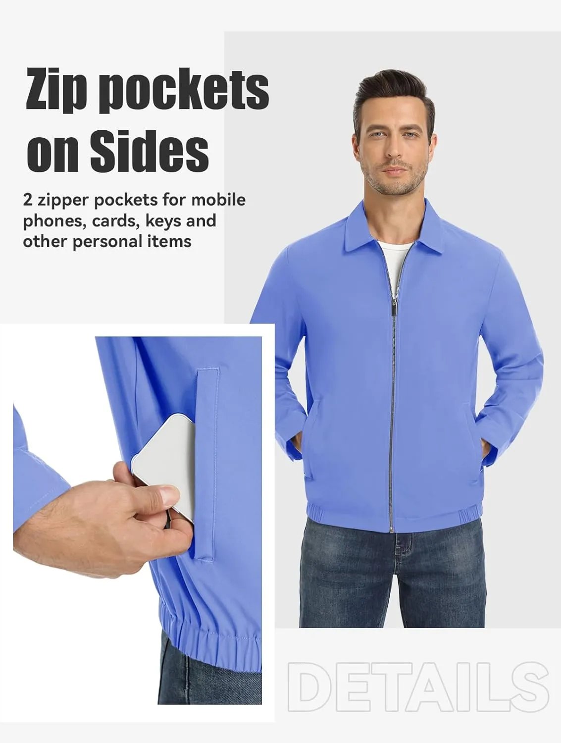 MAGNIVIT Men's Lightweight Jackets Light Windbreaker Full Zip Up Stylish Golf Coat Business Work Casual Dress