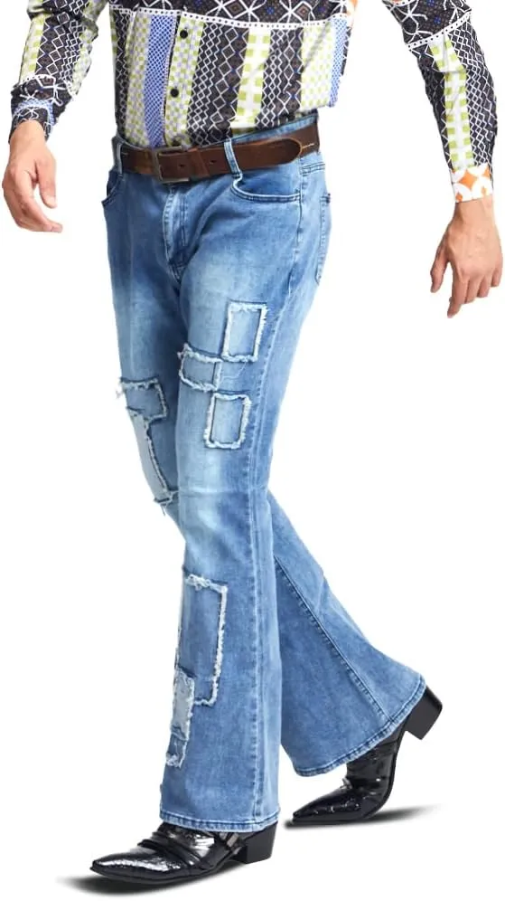 Mens Bell Bottom Jeans 70s Outfits for Men,Mens Bell Bottoms Disco Pants Bell Bottom Pants Jeans for Men