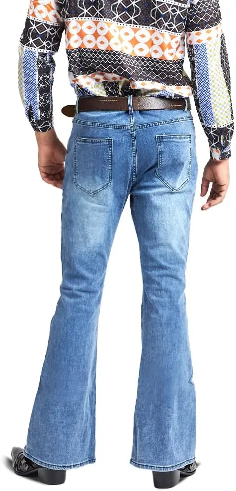 Mens Bell Bottom Jeans 70s Outfits for Men,Mens Bell Bottoms Disco Pants Bell Bottom Pants Jeans for Men