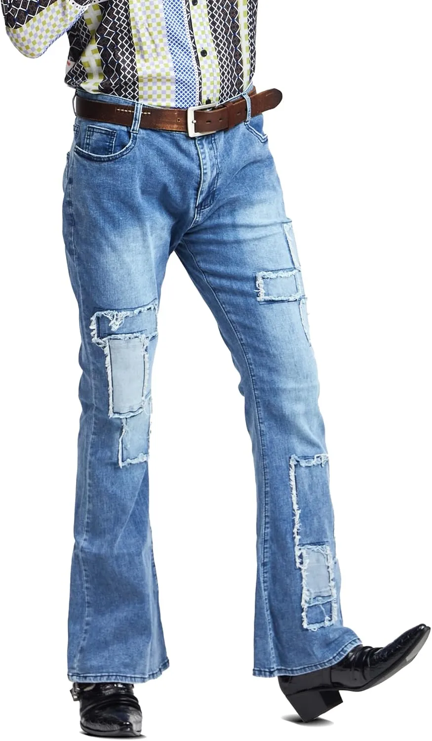 Mens Bell Bottom Jeans 70s Outfits for Men,Mens Bell Bottoms Disco Pants Bell Bottom Pants Jeans for Men