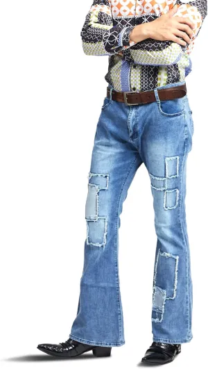 Mens Bell Bottom Jeans 70s Outfits for Men,Mens Bell Bottoms Disco Pants Bell Bottom Pants Jeans for Men