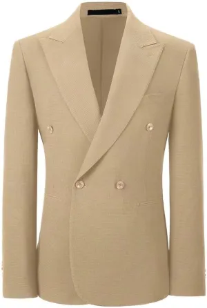 Men's Blazer Knitted Jacket Casual Light Weight Slim Fit Formal Wedding Prom Suit Retro Double-Breasted Jackets Sport Coats