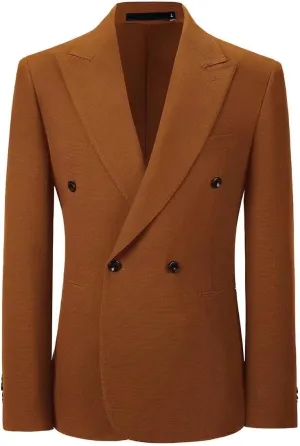 Men's Blazer Knitted Jacket Casual Light Weight Slim Fit Formal Wedding Prom Suit Retro Double-Breasted Jackets Sport Coats