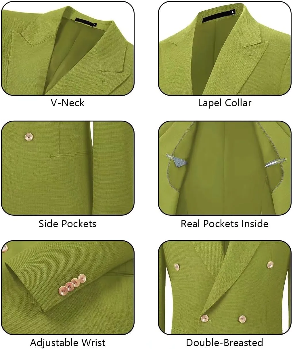 Men's Blazer Knitted Jacket Casual Light Weight Slim Fit Formal Wedding Prom Suit Retro Double-Breasted Jackets Sport Coats