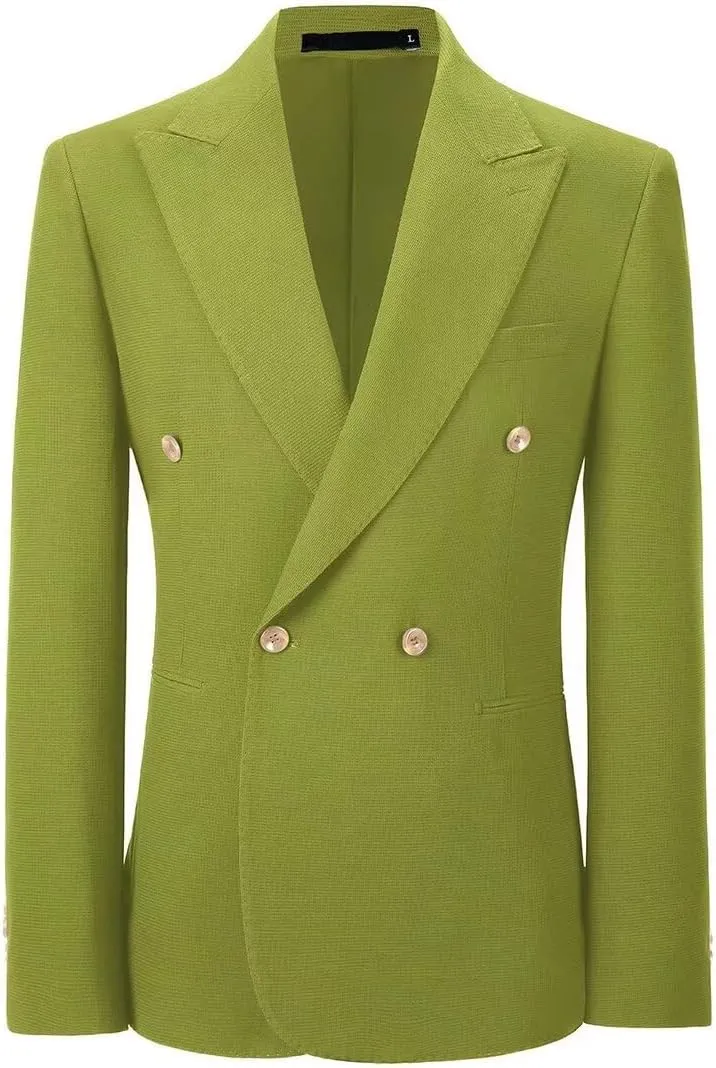 Men's Blazer Knitted Jacket Casual Light Weight Slim Fit Formal Wedding Prom Suit Retro Double-Breasted Jackets Sport Coats