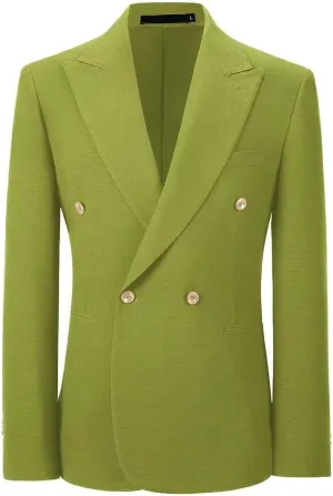 Men's Blazer Knitted Jacket Casual Light Weight Slim Fit Formal Wedding Prom Suit Retro Double-Breasted Jackets Sport Coats