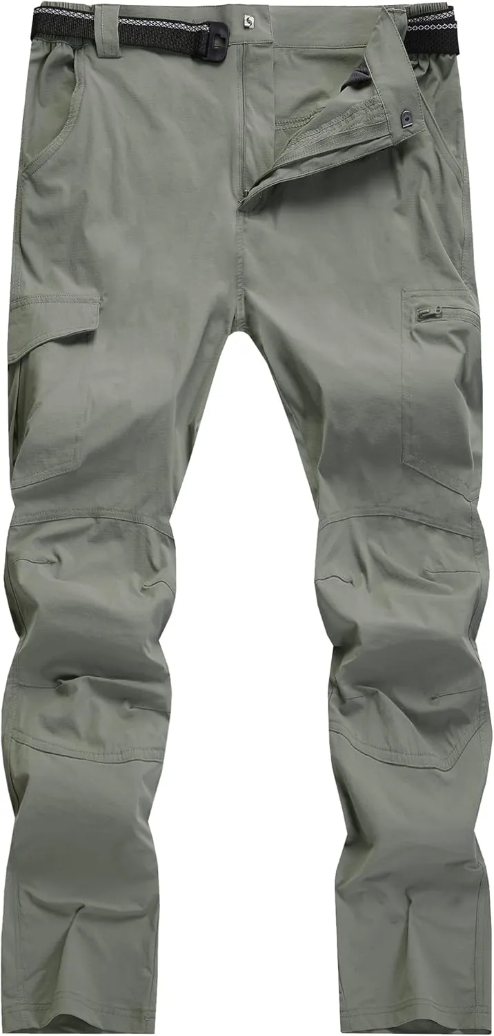 Men's Cargo Work Hiking Pants Lightweight Water Resistant Quick Dry Fishing Travel Camping Outdoor Breathable Multi Pockets