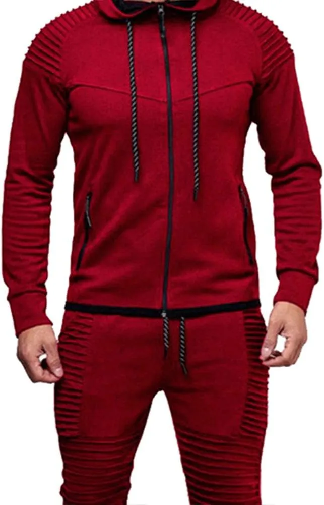 Men's Casual Tracksuit Full Zip Hoodie Sweatsuit Jogging Sports Athletic Sweat Suits