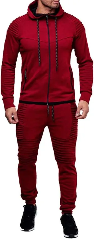 Men's Casual Tracksuit Full Zip Hoodie Sweatsuit Jogging Sports Athletic Sweat Suits