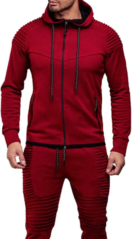 Men's Casual Tracksuit Full Zip Hoodie Sweatsuit Jogging Sports Athletic Sweat Suits