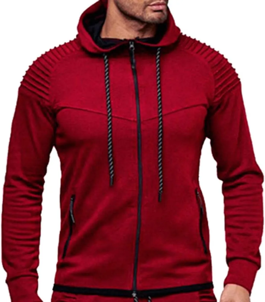 Men's Casual Tracksuit Full Zip Hoodie Sweatsuit Jogging Sports Athletic Sweat Suits