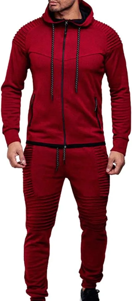 Men's Casual Tracksuit Full Zip Hoodie Sweatsuit Jogging Sports Athletic Sweat Suits