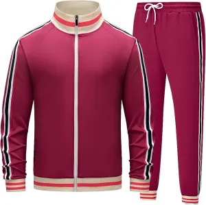 Men's Track suits Sets Long Sleeve Full-zip Sweatsuit Active Jackets and Pants 2 Piece Outfits