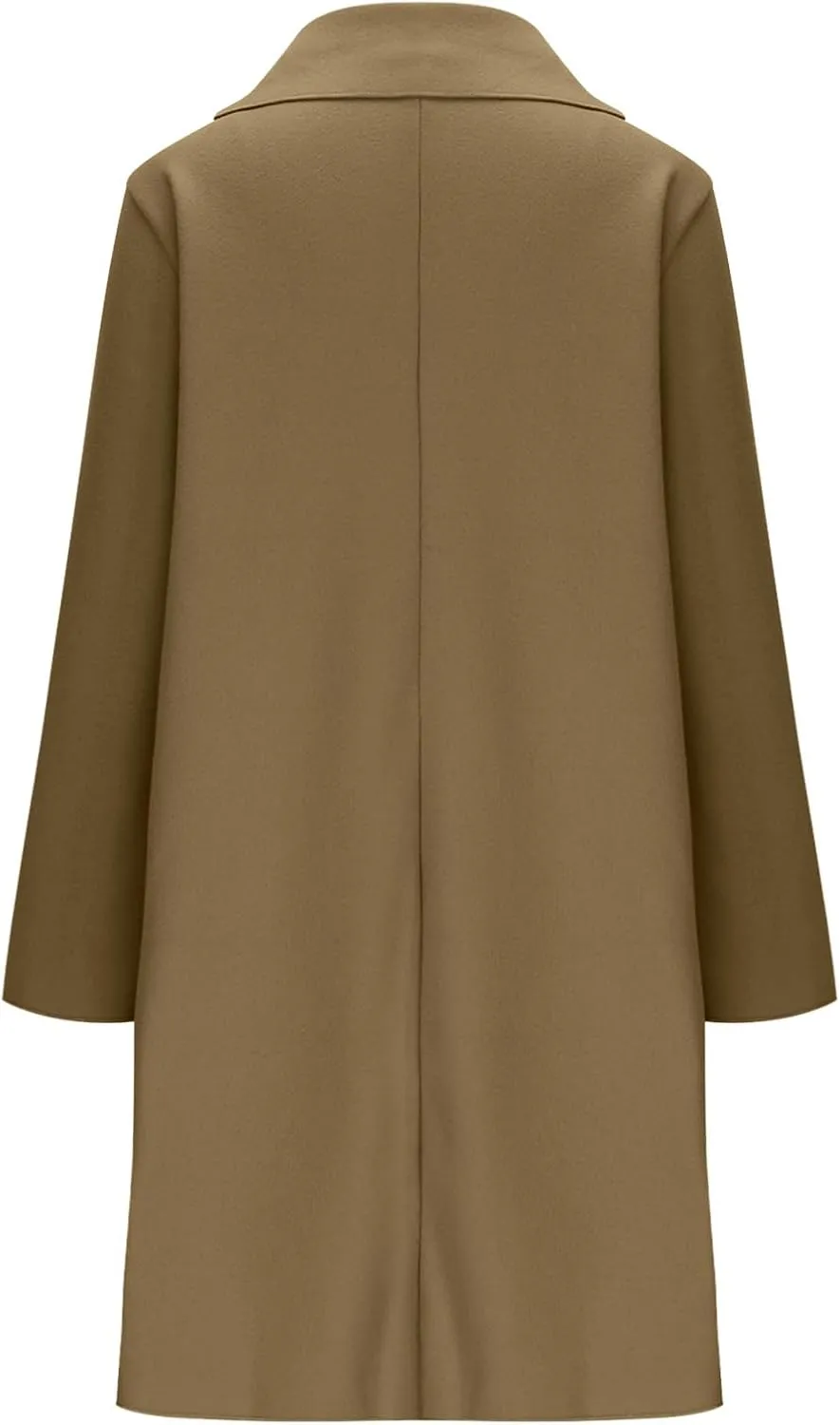 Mid-Length Trench Coats for Women Casual Notched Lapel Wool Single-Breasted Jackets Windbreaker Outerwear Overcoats