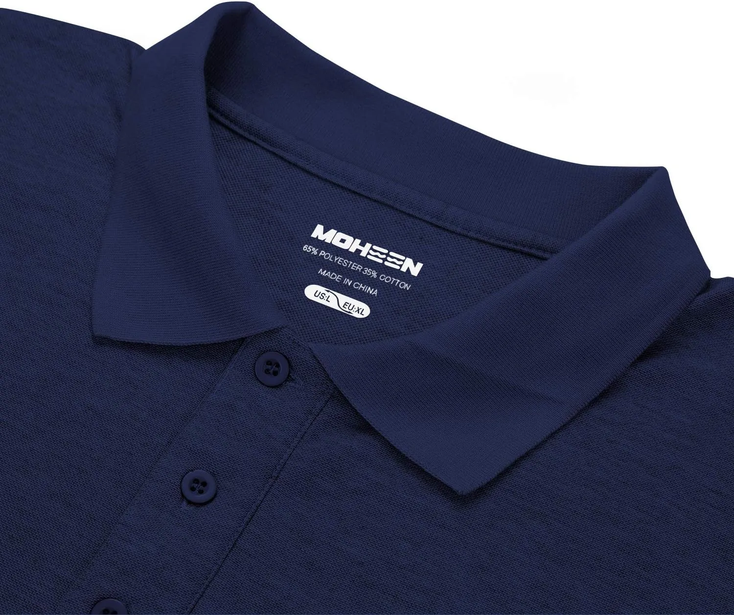 MOHEEN Men's Casual Solid Golf Shirts Outdoor Quick Dry Long Sleeve Moisture Wicking Performance Polo Shirt with Pocket