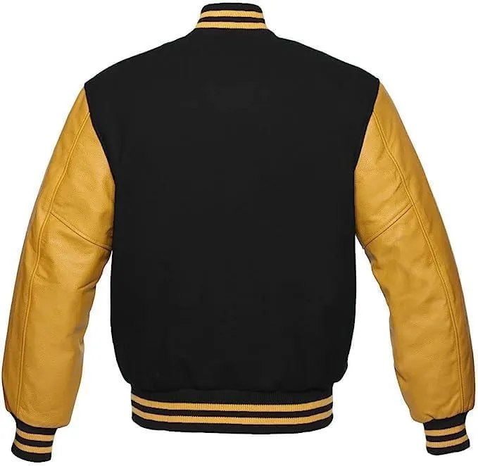 Mount Helicon Mens Green Genuine Wool blend and Leather Sleeves Light Weight Varsity Jacket Letterman Rib Knitting Bomber