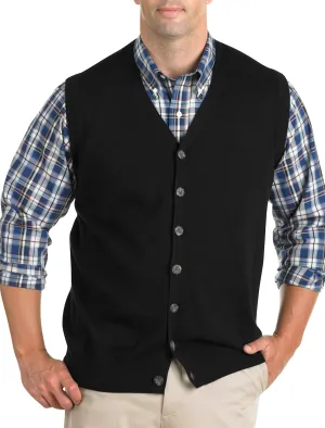 Oak Hill by DXL Big and Tall Button-Front Sweater Vest