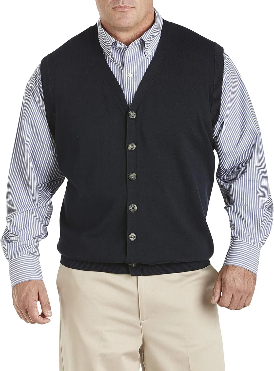 Oak Hill by DXL Big and Tall Button-Front Sweater Vest